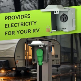 RVMATE RV/EV 50 Amp 125/250 Volt Power Outlet Box, Waterproof Lockable Enclosed Power Panel, 14-50R Receptacle, for RV Camper Travel Trailer Electric Car, ETL Listed