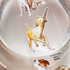 RICHTAPES Seahorse Forest Vol5 A28 Wang~,Cute Dog/Puppy Theme,Pre-Cut Clear PET Tape Stickers,Original Design,for Scrapbook Supplies,Scrapbook Tape Stickers,Junk Journal Supplies