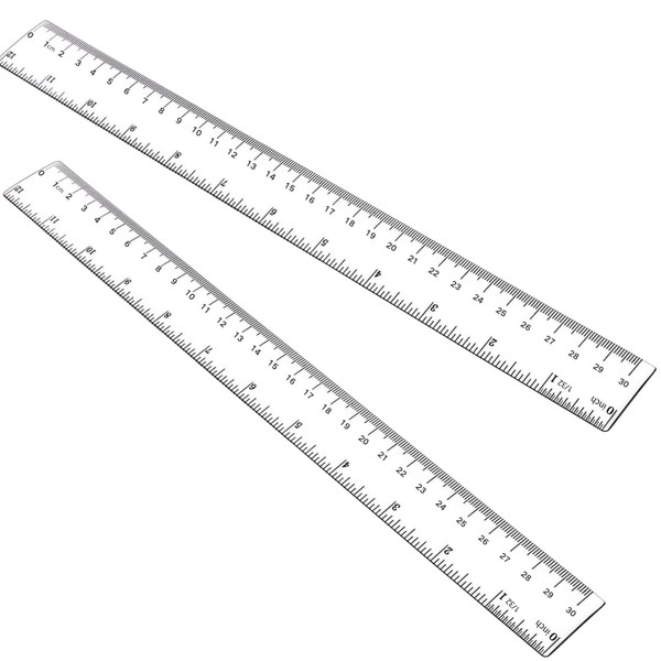 Plastic Ruler, Straight Ruler, 2PCS Clear Acrylic Ruler, 12 Inch Rulers with Centimeters and Inches, Measuring Tools for Student School Office