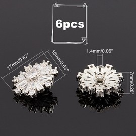 AHANDMAKER 6 Pcs Flower Rhinestone Buttons, CZ Crystal Buttons Sliver Shank Buttons Clothing Decorative Button with Single Hole for Sewing Embellishments DIY Craft Jewelry Wedding Decoration