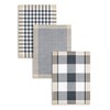 Kracht Jacquard Tea Towels, Half-Linen, Assorted Chequered, Anthracite/Black/Beige, 50 x