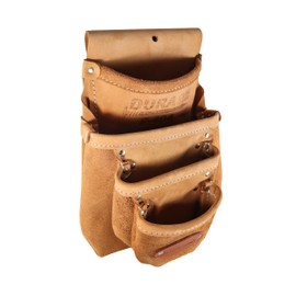 Duracuir Construction Leather Tool Pouch, 4 Pockets,