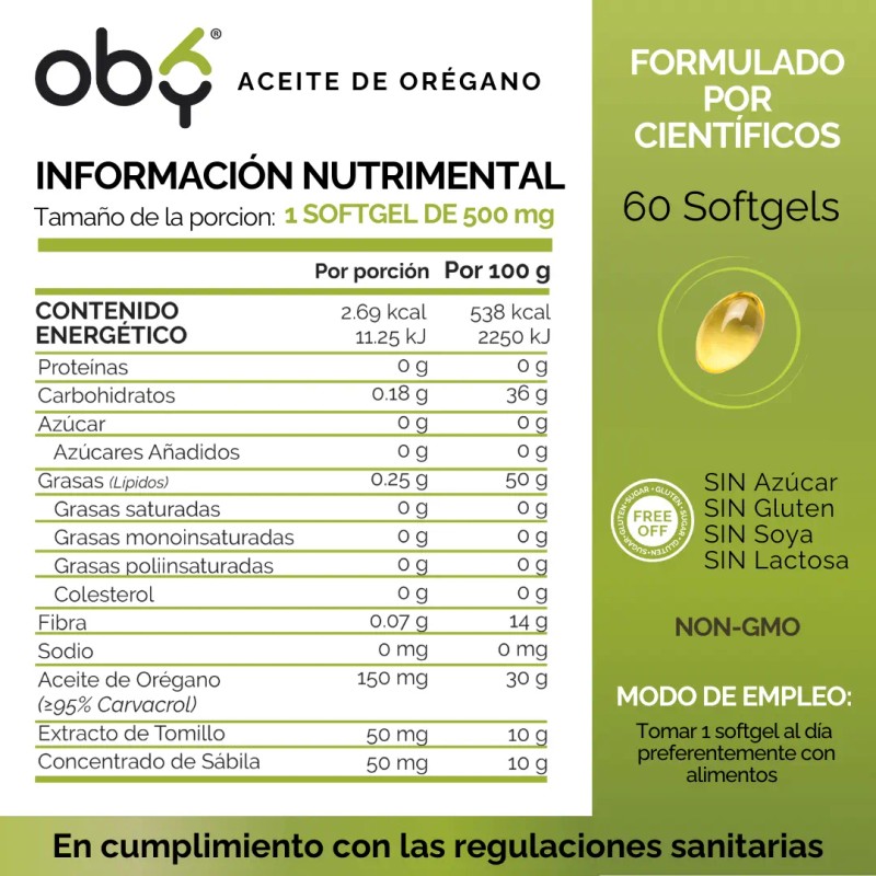 Aceite Oregano Carvacrol Sábila Tomillo Oil Candida Cleanse 100 Natural