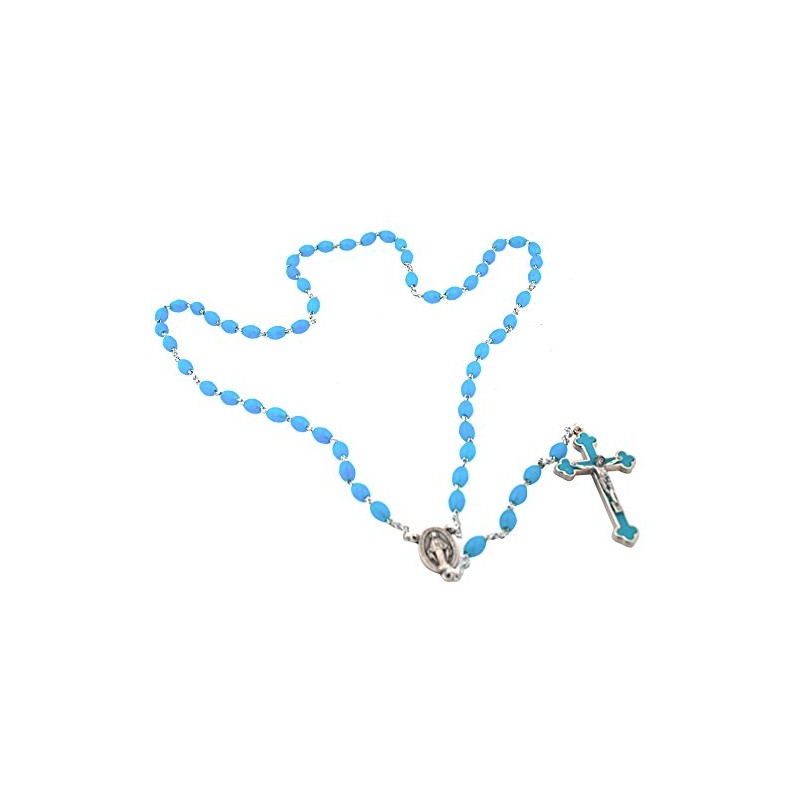 Catholic Rosary Beads with QuadLink Chain by Vatican Imports (Blue)