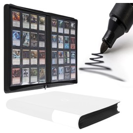 D DACCKIT Card Binder 16 Pocket - Fits 1024 Cards，4X4 Ringless Card Album with Sleeves for Trading Cards & Sports Cards（Model A，Classic White）