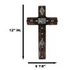 Rustic Western Turquoise Gems Silver Conchos Tooled Leather Wall Cross