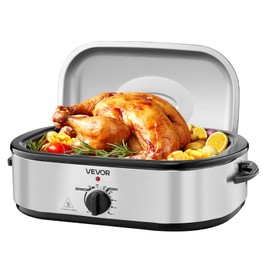 VEVOR Roaster Oven, 14QT Fast-Cooking Turkey Roaster, 150-450℉ Adjustable Temperature Electric Roasting Pan with Self-Basting Lid, Roasting Lift-Out Rack, Defrost & Warm Function, Fits 18lb Turkey