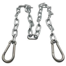 MIKMAYTOO Cadena de seguridad para remolque de 3/16 x 48 pulgadas con mosquetones de bloqueo de grado 30 (M5 x 24 pulgadas, 1 unidad)