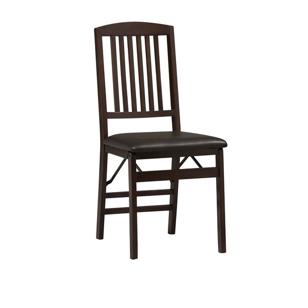 Linon Triena Mission Back Set of 2 Folding Chair, 17" w x 20" d x 36" h, Brown