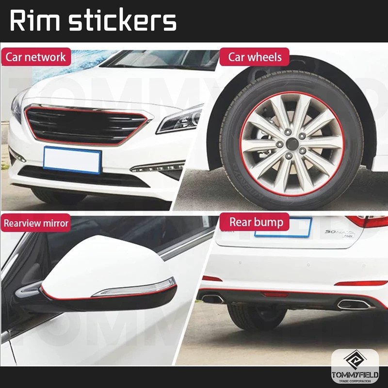 TOMMYFIELD Rim Sticker Wheel Sticker Car Motorcycle Rim Sticker Red