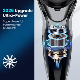 Electric Razor for Men Waterproof: Upgraded Rechargeable IPX7 Waterproof Shaver, Perfect for Men with Sensitive Skin and Travelers with Pop-Up Trimmer, Wet/Dry Shaving and Shower Use