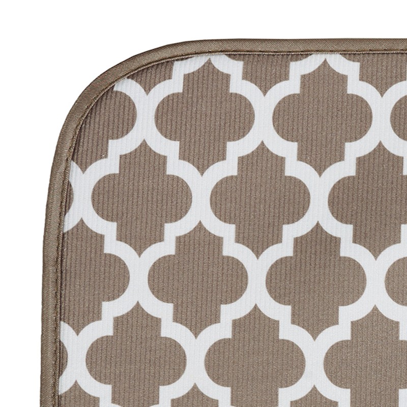 S&T INC. Dish Drying Mats, Polyester, Taupe Trellis, 18" x