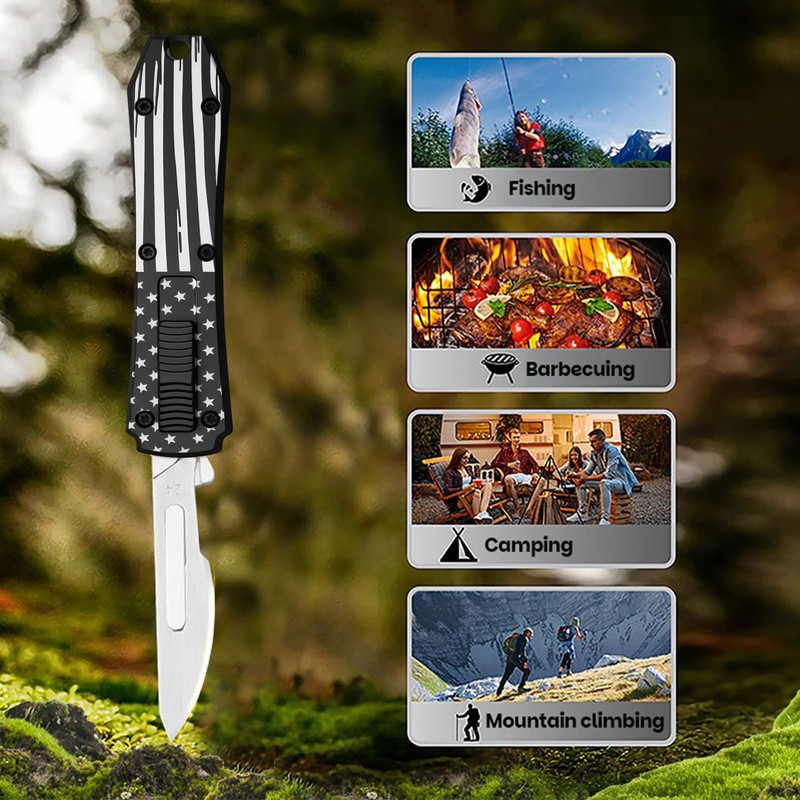 Automatic Utility Knife,All Metal Construction Carbon Stainless Steel Blade,EDC Push