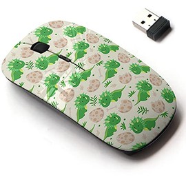 2.4G Wireless Mouse with Cute Pattern Design for All Laptops and Desktops with Nano Receiver - Cute Green Dinosaur