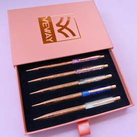 Veway Luxury Pens For Women - Luxury Pen Set with 5 Refillable Pretty Fancy Pens For Women - Pen Sets For Women Gift - Rose Gold Pens Cute - Motivational Cute Pens for Women - Exclusive Pen Gift