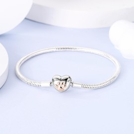 Hapour 925 Sterling Silver Charm Bracelet for Women, Butterfly, Heart, Moon and Star, Best Friend Charms, Snake Chain, Charm Bracelet with 5A Cubic Zirconia, Cubic Zirconia