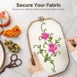 YOFAPA 9 Pcs Embroidery Hoops, Flexible Round Cross Stitch Hoops, Octagonal Embroidery Rings, Imitated Cross Stitch Rings, Craft Sewing Supplies