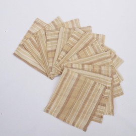 INYOWAKI - Servilletas de cóctel de lino 100 % puro, 12-4 x 4 pulgadas, servilletas de cóctel de tela pequeña a rayas para día festivo, Año Nuevo, felicidades, bodas, bebidas, fiestas, todos los días