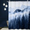 Ruelvth Mountain Shower Curtain, Navy Blue Misty Forest Shower Curtain