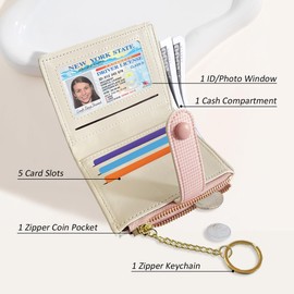 Modacarry Small Wallet Cute Floral Coquette Rose Prints Wallet with Zipper Coin Purse ID Credit Card Holder for Women