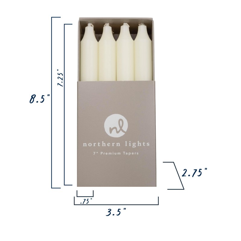 Northern Lights Candles - 7" 12pk Tapers - Ivory -