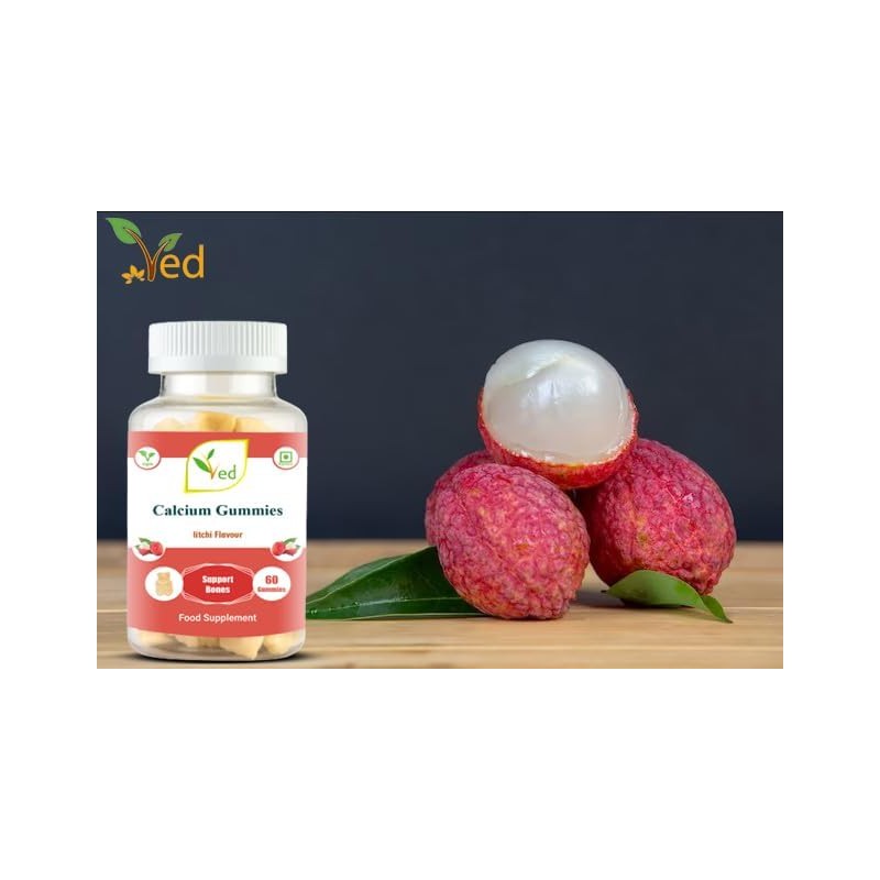 Ved Calcium Gummies; Chews Litchi Flavour, Calcium & Vitamin D