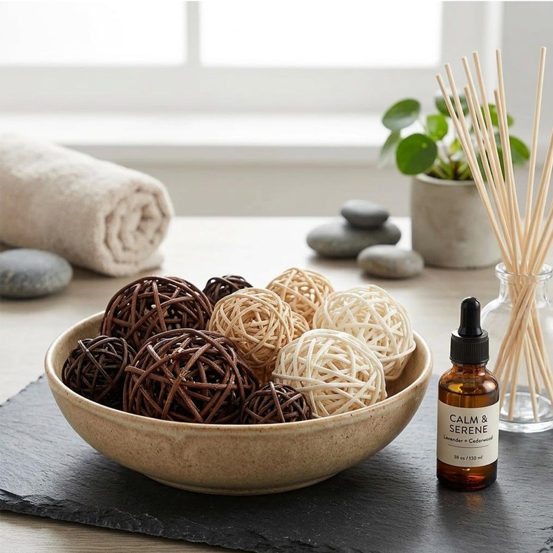 Rattan Balls 64 Pcs Decorative Balls with Natural Woven Texture,