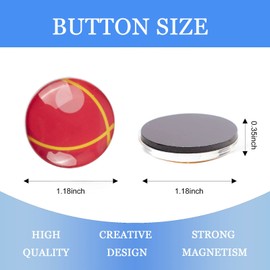 Glass Strong Ball Refrigerator Magnets,12 Pack Sports Baskertball Magnetic Fridge Stickers,Whiteboard Cabinet Locker Dishwasher Magnets for Kitchen Office Classroom Supplies (Ball Refrigerator Magnet)