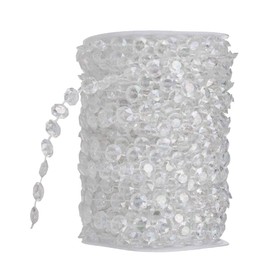 Sewroro 33 FT 10mm Crystal Acrylic Bead Garland Strands Hanging Clear Diamond Beads Chain Garlands for DIY Beads String Curtain Wedding Party Decoration