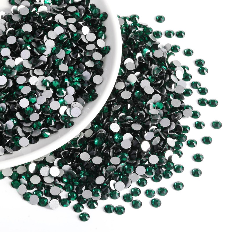 Beadsland Flatback Rhinestones Bulk,14400pcs Green Rhinestones for Nails Crafts Clothes