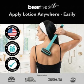 bearback Lotion Applicator for Back & Body Long-Reach Roller for Even Lotion, Sunscreen, Self-Tanner & Medication Application Foldable, Reusable, No-Help Design American Small Business (Teal)