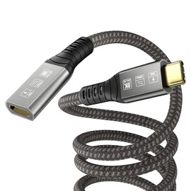 Angusplay USB C Thunderbolt 4 Extension Cable, 40Gbps Transfer / 8K Display / 100W Charging Compatible with Thunderbolt 4/3, USB4/3, Type C, for Mac MacBook Pro, External SSD eGPU Extender m/f 2.6 ft