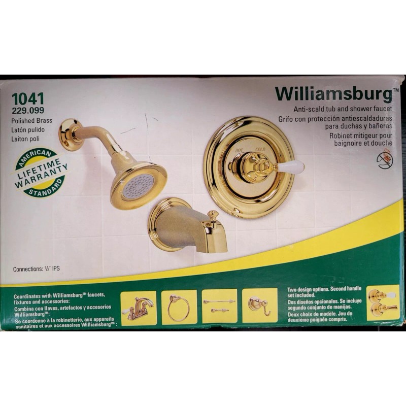 American Standard Shower Faucet and Bath Tub Set Polished Brass