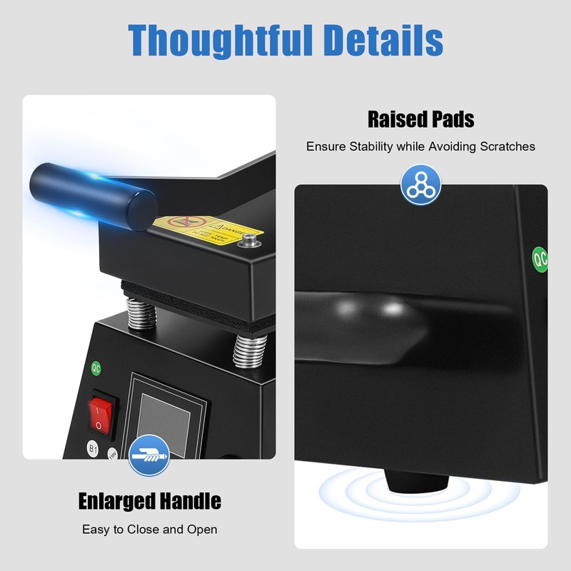 ZERNEIL Heat Press Machine, 110V 600W Digital Heat Presser Label
