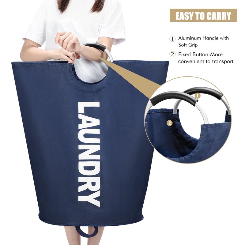 Maxsilan 125L X-Large Laundry Basket, Freestanding Tall Clothes Hamper, Collapsible