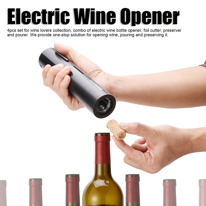 USB 4in 1 Electric Wine Bottle Opener Corkscrew with Pourer