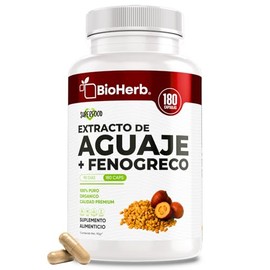 BioHerb® | Aguaje + Fenogreco 100% Puros | Fórmula Herbal de Alta Concentración | 180 Cápsulas de 500 mg | Suplemento Alimenticio | Suministro para 90