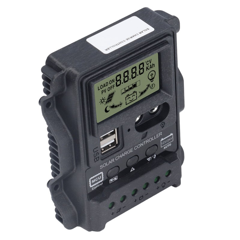 Dual USB Solar Charge Controller ABS LCD Display PWM Charging