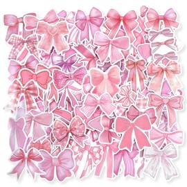 100 Pcs Baby Girl Stickers Cute Pink Sticker Aesthetic Water Bottle Waterproof Wall Cup Aesthetic Pink Bow for Women Envelopes Journal Laptops Phone Luggage Guitar