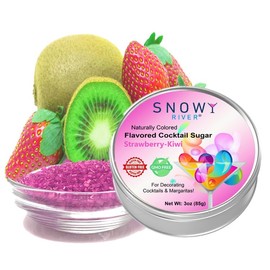 Snowy River Naturally Flavored Cocktail Sugar (1x3oz tin) - All-Natural Rimming Sugar for Stunning Drinks – Vibrant Colors – Perfect for Cocktails, Mocktails, Baking & Desserts (Strawberry-Kiwi)