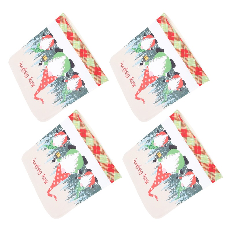 4pcs Chair Covers Soft Elastic Stretch Santa Claus Pattern Dining