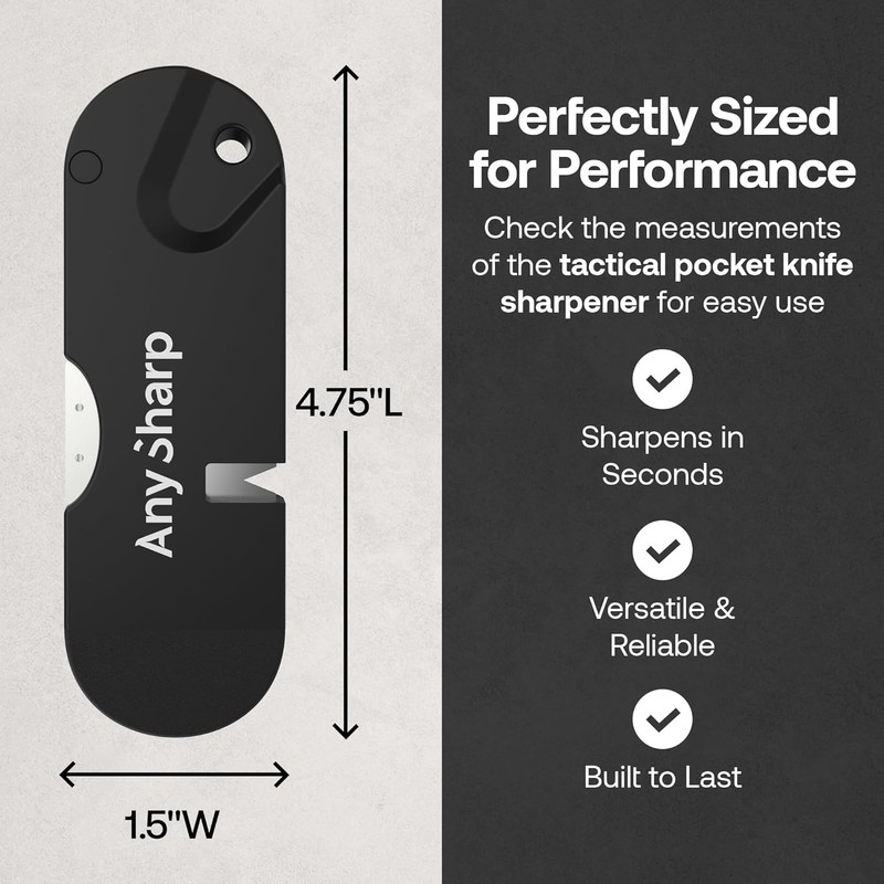 AnySharp Tactical Pocket Knife Sharpener - Easy to Use Sharpening