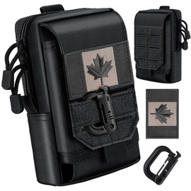 bvya Tactical Phone Pouch, Multi-Purpose Utility Tool Pocket Molle Phone Holster Waist Belt Pouch with CA Flag Patch and D-Ring