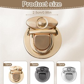 NHPY Pack of 15 Bag Fasteners for Crochet Bags, Bag Clasps, Purse Push Lock Set, Iron Bag Closure, Catch Tuck Lock for Leather Bag, Wallet, Purse, DIY Crafts