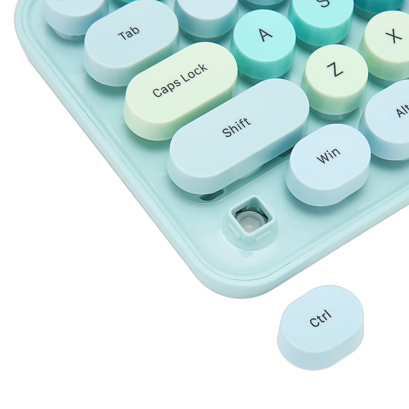 Keyboard Mouse Combo 2.4GHz Wireless Cute Retro 68 Round Keycaps