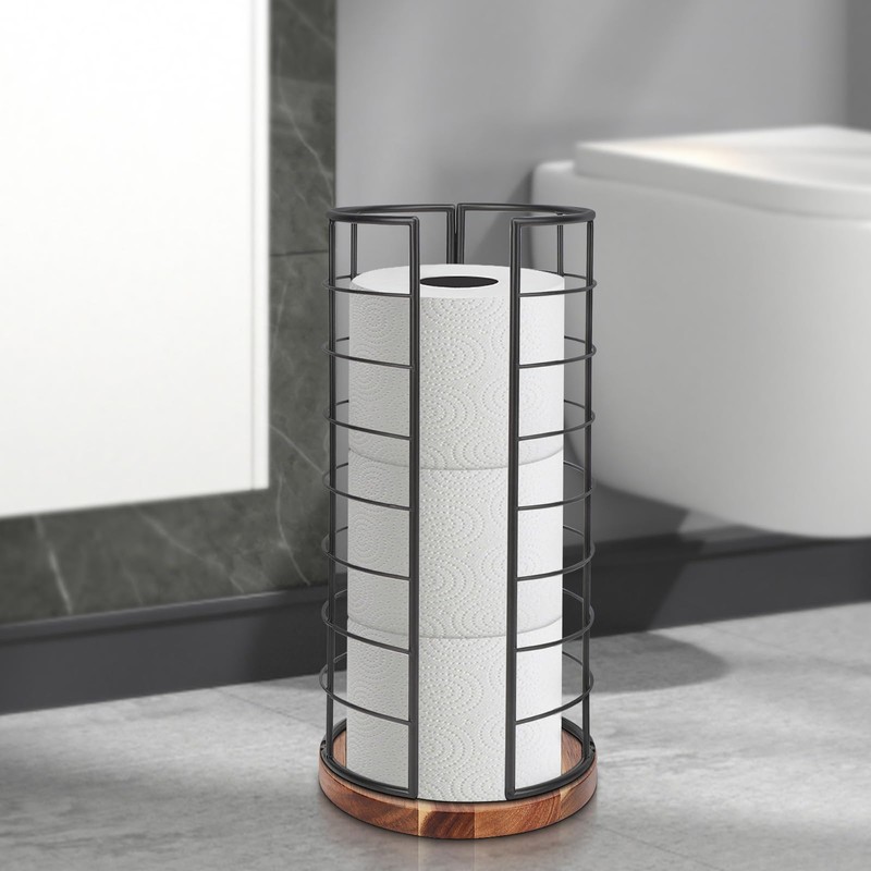 NearMoon Toilet Paper Organizer Stand, Freestanding 3 Rolls Tissue Storage,