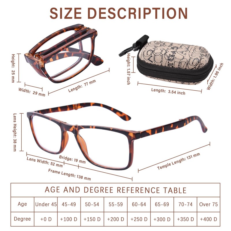 OPTOFENDY Folding Reading Glasses for Women Men, Lightweight Spring Hinge