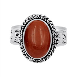 Red Jasper Ring Size 5 Sterling Silver Plated For Women, Red Stone March Birthstone Southwest Bohemian Jewelry Christmas Mother's Day Gifts For Her