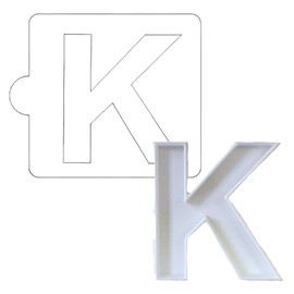 K LETTER ALPHABET STENCIL AND COOKIE CUTTER DECORATING SET MADE IN USA LSC107K