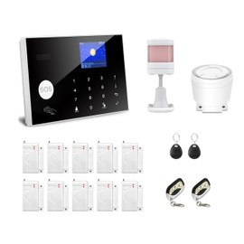 WiFi and 3/4G GSM Home Burglar Security Alarm System Auto Dial with Smart Life and Tuya App Alert, Works with Google Assistant and Alexa